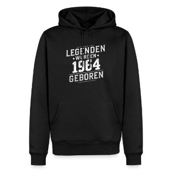 Legends were born in 1964 - Men’s Premium Organic Hoodie - black - Front - Nico (187cm)