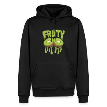 Fruchtig Orangen für einen Kiwi Liebhaber - Männer Premium Bio Hoodie - Schwarz - Vorne - Nico (187cm)