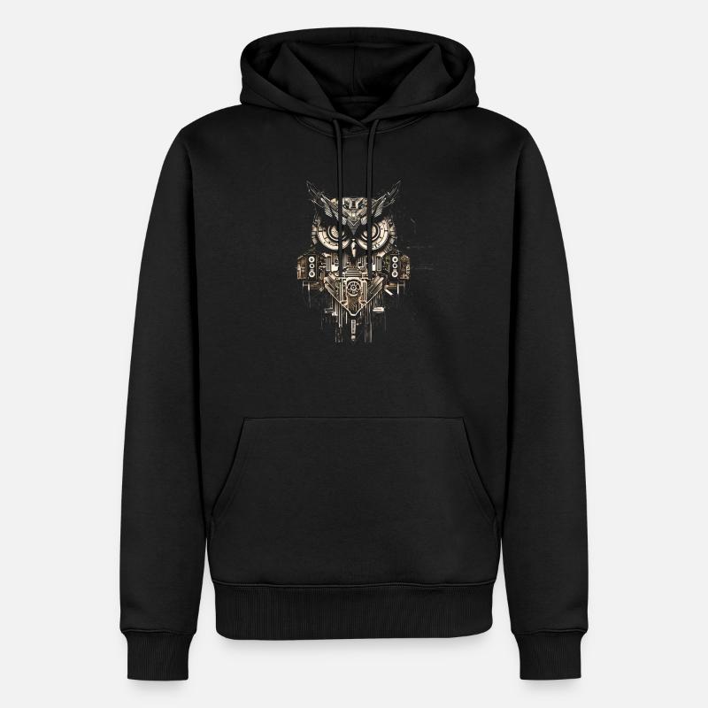 Eule - Männer Premium Bio Hoodie - Schwarz