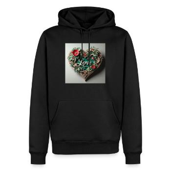 coeur - Sweat à capuche Premium bio Homme - noir - Devant - Nico (187cm)