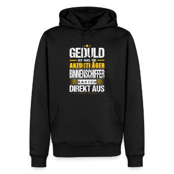 Geduld Ist Was Für Anzugträger Binnenschiffer - Männer Premium Bio Hoodie - Schwarz - Vorne - Nico (187cm)