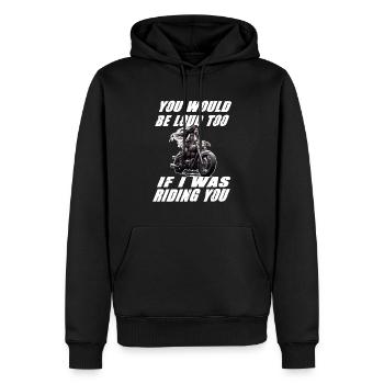 Motorradfahrerin You Would Be Loud Too - Männer Premium Bio Hoodie - Schwarz - Vorne - Nico (187cm)