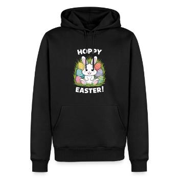 Frohe Ostern Hase Osterei Hoppy Easter - Männer Premium Bio Hoodie - Schwarz - Vorne - Nico (187cm)
