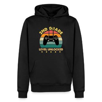 2nd Grade Level Unlocked Vintage Sunset - Men’s Premium Organic Hoodie - black - Front - Nico (187cm)