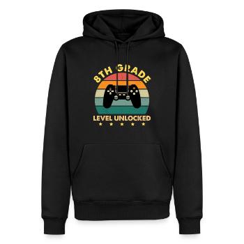 8th Grade Level Unlocked Vintage Sunset - Men’s Premium Organic Hoodie - black - Front - Nico (187cm)