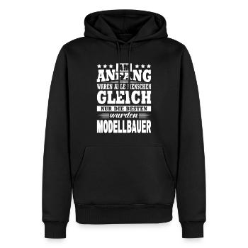 Am Anfang Waren Alle Menschen Gleich Modellbauer - Männer Premium Bio Hoodie - Schwarz - Vorne - Nico (187cm)