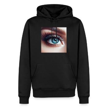 bleu yeux - Sweat à capuche Premium bio Homme - noir - Devant - Nico (187cm)