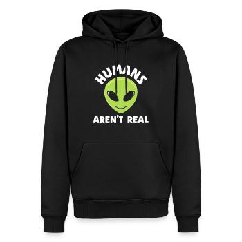 Les humains ne sont pas réels - Sweat à capuche Premium bio Homme - noir - Devant - Nico (187cm)