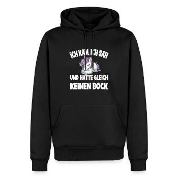 Ich Kam Ich Sah Und Hatte Gleich Keinen Bock - Männer Premium Bio Hoodie - Schwarz - Vorne - Nico (187cm)