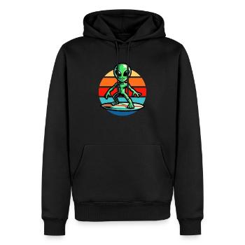 Alien Surfing Vintage Sunset - Men’s Premium Organic Hoodie - black - Front - Nico (187cm)