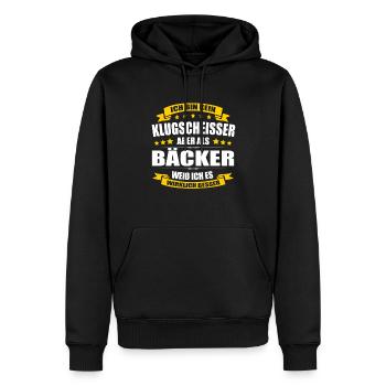 Ich Bin Kein Klugscheisser Bäcker Bäckermeister - Männer Premium Bio Hoodie - Schwarz - Vorne - Nico (187cm)