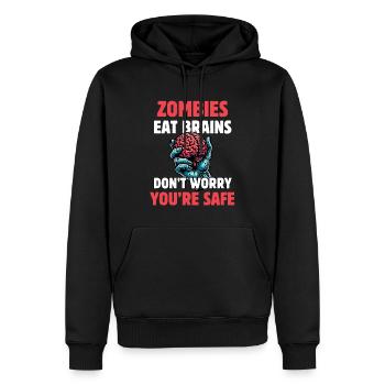 Les zombies mangent la cervelle, ne vous inquiétez pas, vous êtes en sécurité - Sweat à capuche Premium bio Homme - noir - Devant - Nico (187cm)