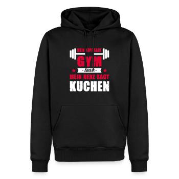 Mein Kopf Sagt Gym Mein Herz Sagt Kuchen Cheatday - Männer Premium Bio Hoodie - Schwarz - Vorne - Nico (187cm)