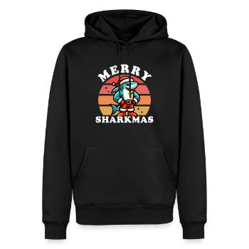 Merry Sharkmas - Christmas - Men’s Premium Organic Hoodie - black - Front - Nico (187cm)