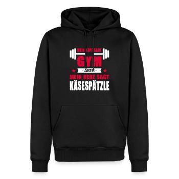 Mein Kopf Sagt Gym Aber Mein Herz Sagt Käsespätzle - Männer Premium Bio Hoodie - Schwarz - Vorne - Nico (187cm)