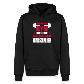 Mein Kopf Sagt Gym Mein Herz Sagt Kaiserschmarren - Männer Premium Bio Hoodie - Schwarz - Vorne - Nico (187cm)