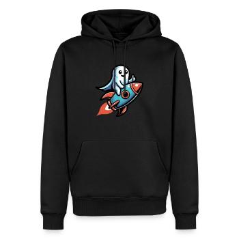Halloween Ghost on a Rocket - Men’s Premium Organic Hoodie - black - Front - Nico (187cm)