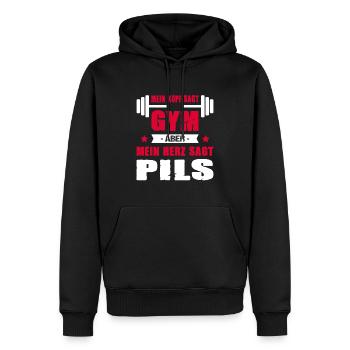 Mein Kopf Sagt Gym Aber Mein Herz Sagt Pils Bier - Männer Premium Bio Hoodie - Schwarz - Vorne - Nico (187cm)