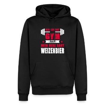 Mein Kopf Sagt Gym Aber Mein Herz Sagt Weizenbier - Männer Premium Bio Hoodie - Schwarz - Vorne - Nico (187cm)