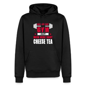 Mein Kopf Sagt Gym Aber Mein Herz Sagt Cheese Tea - Männer Premium Bio Hoodie - Schwarz - Vorne - Nico (187cm)