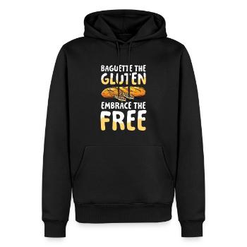 Baguette the gluten embrace the free - Männer Premium Bio Hoodie - Schwarz - Vorne - Nico (187cm)
