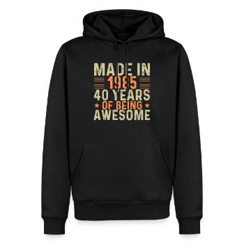 Fabriqué en 1985 40 ans d’être génial - Sweat à capuche Premium bio Homme - noir - Devant - Nico (187cm)