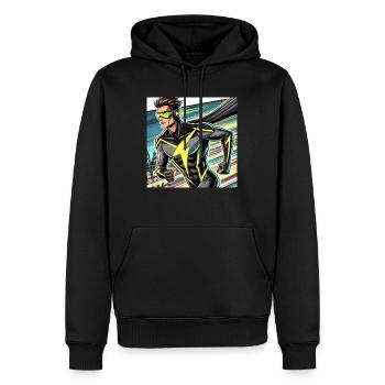 Superhero - Men’s Premium Organic Hoodie - black - Front - Nico (187cm)