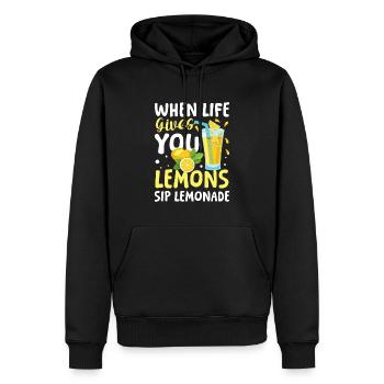 When life gives you lemons sip lemonade - Männer Premium Bio Hoodie - Schwarz - Vorne - Nico (187cm)