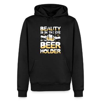 Beauty is in the eye of the beer holder - Männer Premium Bio Hoodie - Schwarz - Vorne - Nico (187cm)