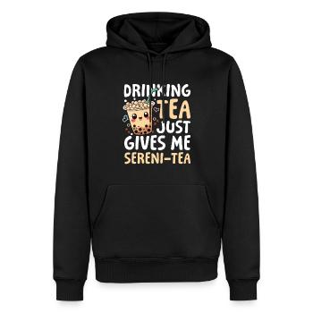 Drinking tea just gives me sereni-tea Bubble Tea - Männer Premium Bio Hoodie - Schwarz - Vorne - Nico (187cm)