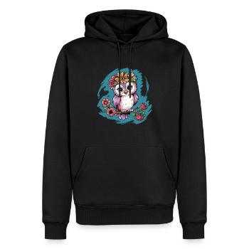 Niedliche Eule Vogel Federn Blumen für einen - Männer Premium Bio Hoodie - Schwarz - Vorne - Nico (187cm)