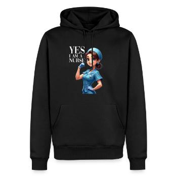 Lustige Krankenschwester mit Humor - Männer Premium Bio Hoodie - Schwarz - Vorne - Nico (187cm)