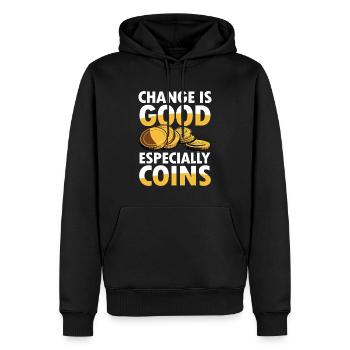Change is Good Especially Coins Münzsammler - Männer Premium Bio Hoodie - Schwarz - Vorne - Nico (187cm)