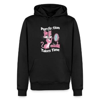 Purrfection Takes Time Niedliche Katze - Männer Premium Bio Hoodie - Schwarz - Vorne - Nico (187cm)