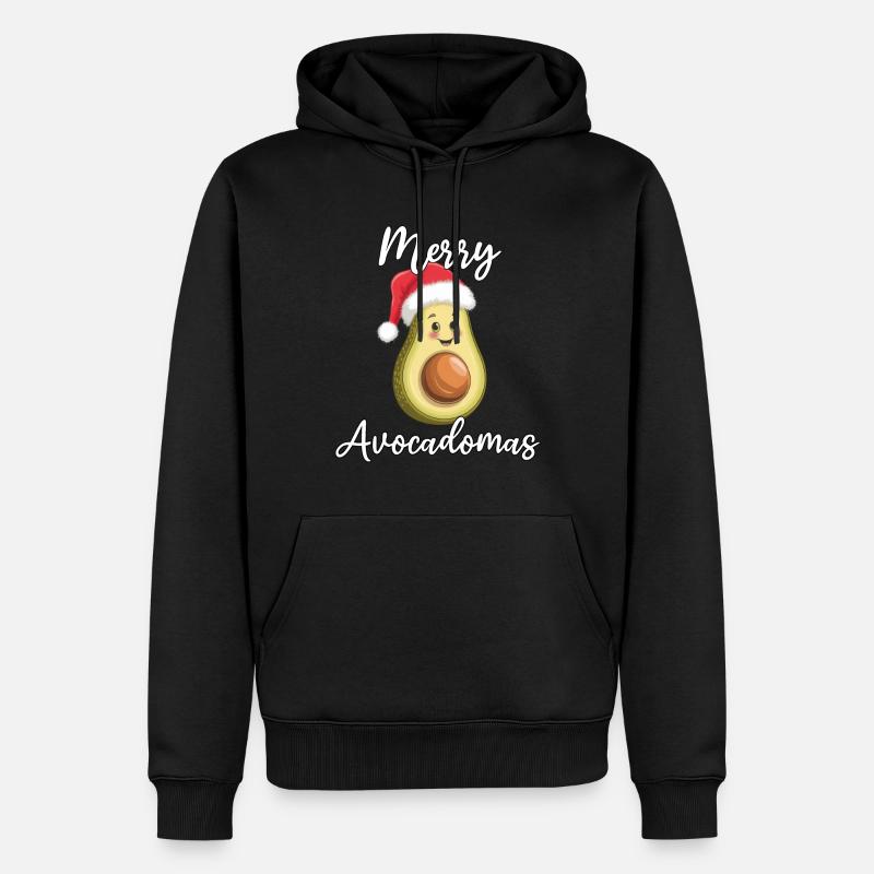 Merry Avocadomas - Avocat drôle - Sweat à capuche Premium bio Homme - noir