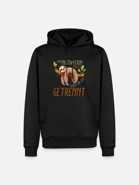 Lustiges Faultier, Motivation & Ich Leben Getrennt - Männer Premium Bio Hoodie - Schwarz