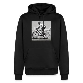 Cycliste - Sweat à capuche Premium bio Homme - noir - Devant - Nico (187cm)