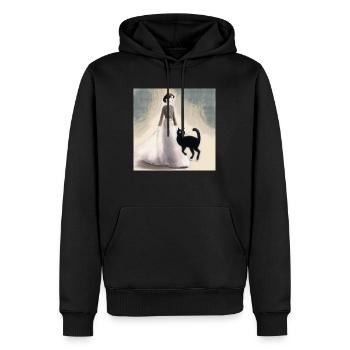 À propos d’un chat qui... - Sweat à capuche Premium bio Homme - noir - Devant - Nico (187cm)