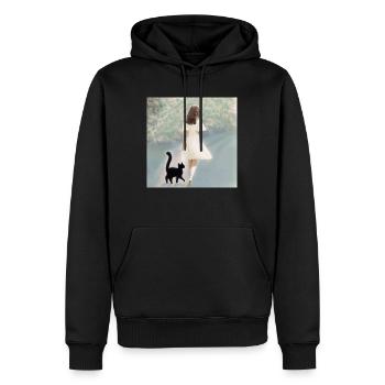 Auf dem Weg zu Träumen - Männer Premium Bio Hoodie - Schwarz - Vorne - Nico (187cm)