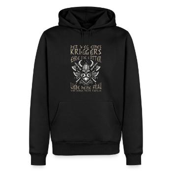 Der Weg eines Wikinger Kriegers – Viking Götter - Männer Premium Bio Hoodie - Schwarz - Vorne - Nico (187cm)