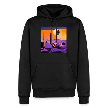 Désert au clair de lune - Sweat à capuche Premium bio Homme - noir - Devant - Nico (187cm)