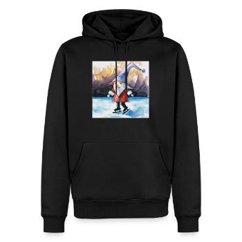 Je suis heureux - Sweat à capuche Premium bio Homme - noir - Devant - Nico (187cm)
