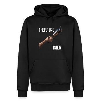 The Future is now Robot Robotic Science AI - Männer Premium Bio Hoodie - Schwarz - Vorne - Nico (187cm)