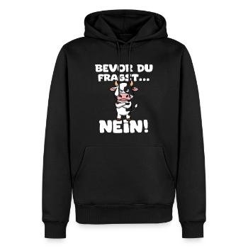 Avant que vous ne demandiez : Non ! -Vache - Sweat à capuche Premium bio Homme - noir - Devant - Nico (187cm)