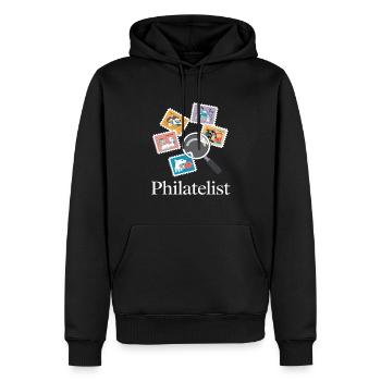Lustige Briefmarken Briefmarkensammlung Humor - Männer Premium Bio Hoodie - Schwarz - Vorne - Nico (187cm)