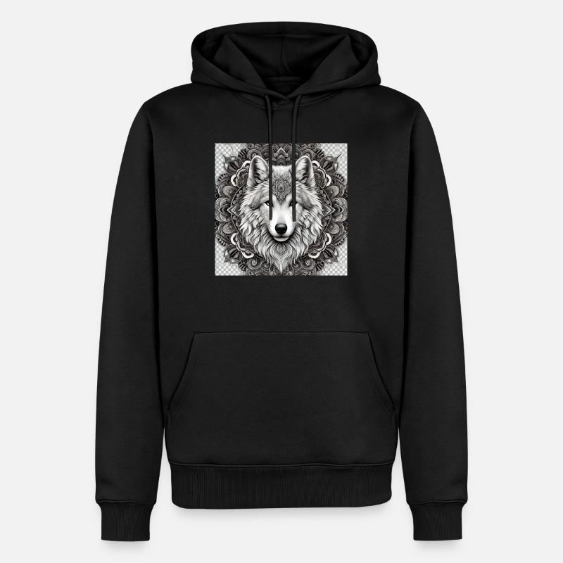 Grau wolf - Männer Premium Bio Hoodie - Schwarz