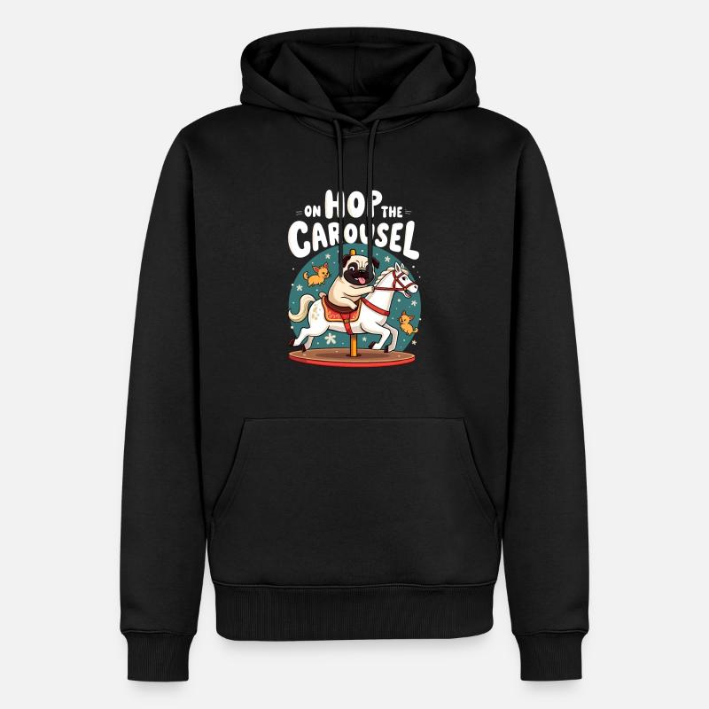 Mops Hundehalter Mops Liebe Karussell - Männer Premium Bio Hoodie - Schwarz