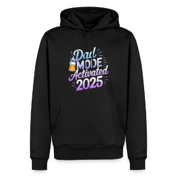 Mode papa activé 2025 - Sweat à capuche Premium bio Homme - noir - Devant - Nico (187cm)