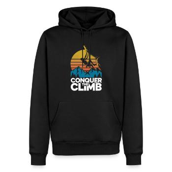 Conquer The Climb - Männer Premium Bio Hoodie - Schwarz - Vorne - Nico (187cm)
