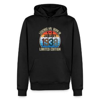 Legends Are Born In January 1938 Limited Edition - Männer Premium Bio Hoodie - Schwarz - Vorne - Nico (187cm)
